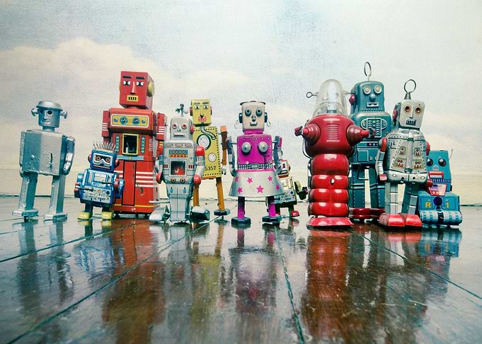 A team of retro robots