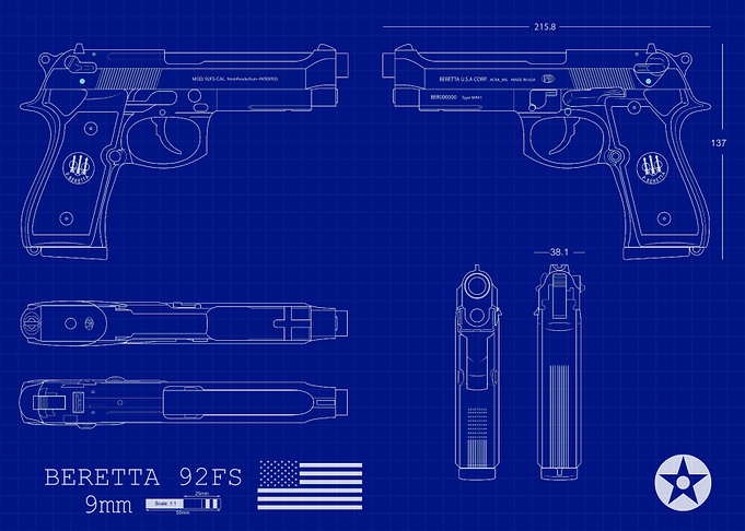 BERETTA 92FS 9 mm Blue