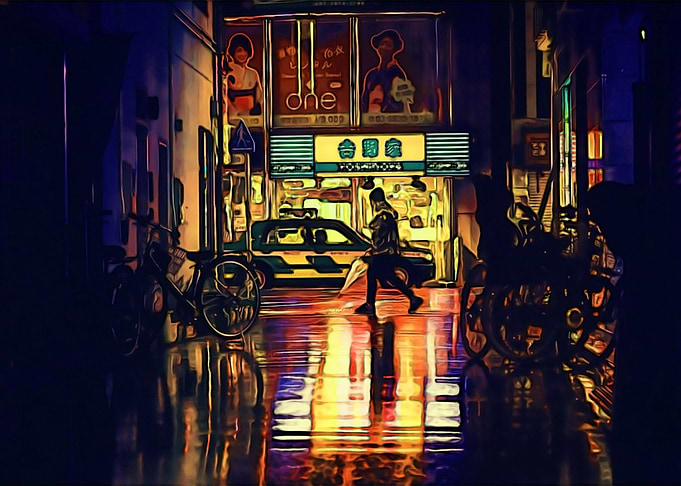 Street of a Japanese city