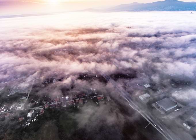 Aerial View Of Morning Tow