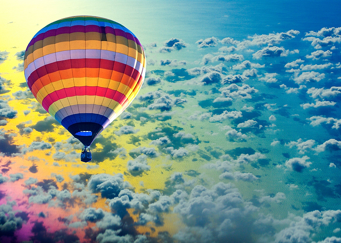 Hot Air Balloon On Sea Wit