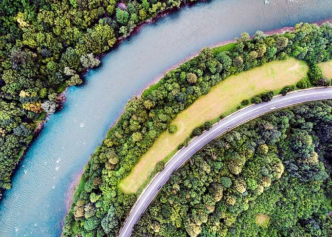 Aerial View Of Highway Riv