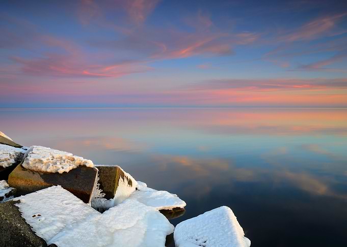 Baltic Sea Shore In Snowy