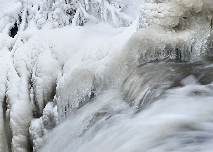 Waterfall In Winter With B