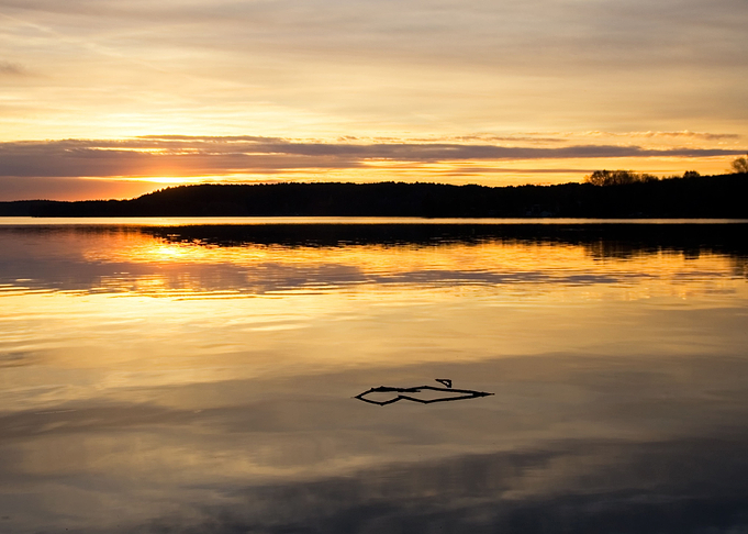 Lake With Reflected Sky In