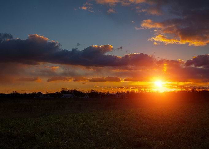 Rural Landscape At Sunset
