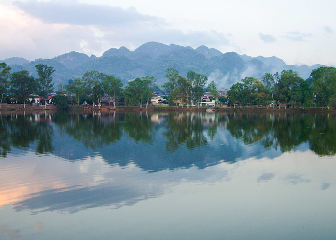 Village Scenic With Reflec