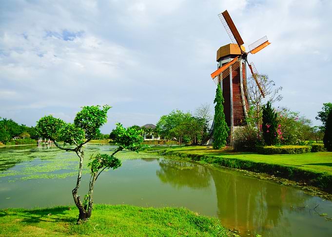 Wind Turbine And Blue Clea