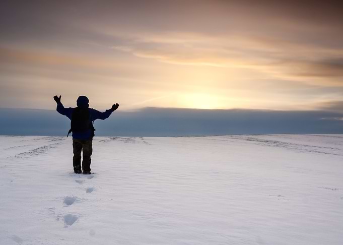 Snow Field With One Man