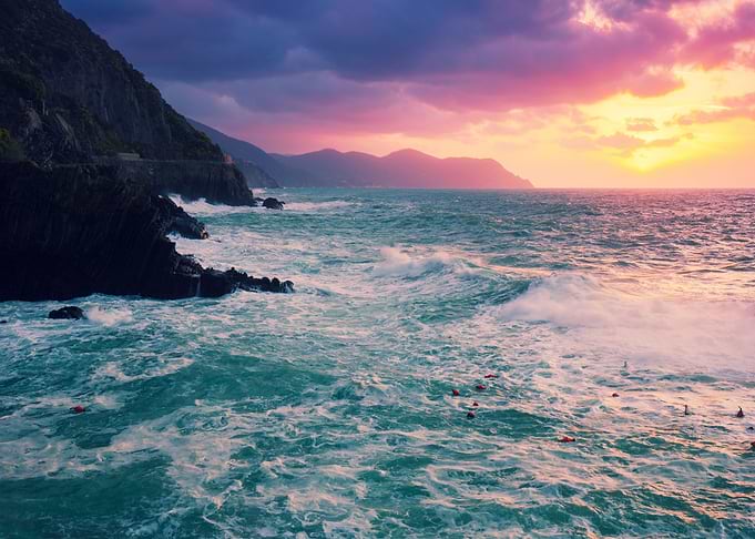 Sunset Over Rocky Sea Coas