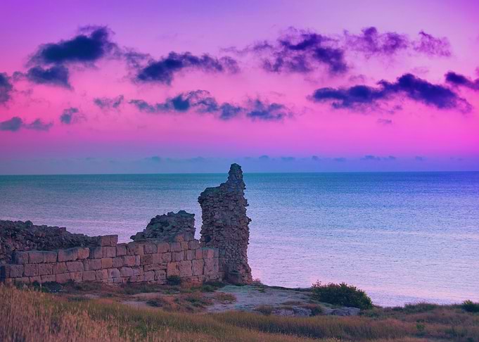 Rose Sunset Over The Ruins