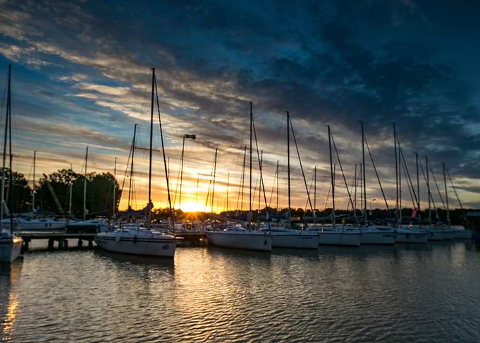 Yachtboats In Ports At Eve
