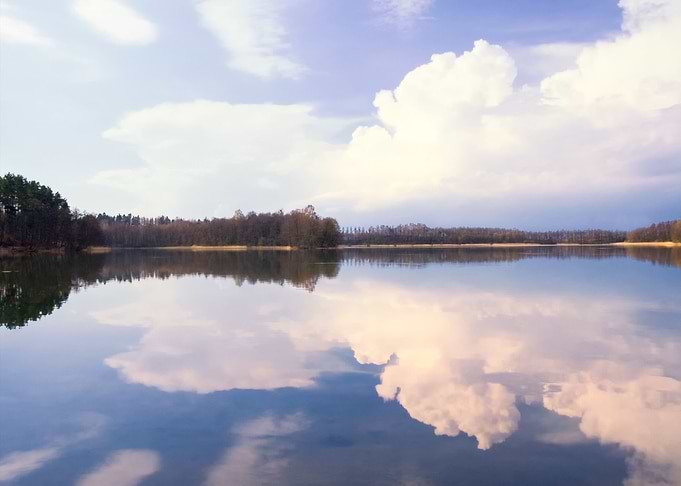 Lake With Reflected Sky In