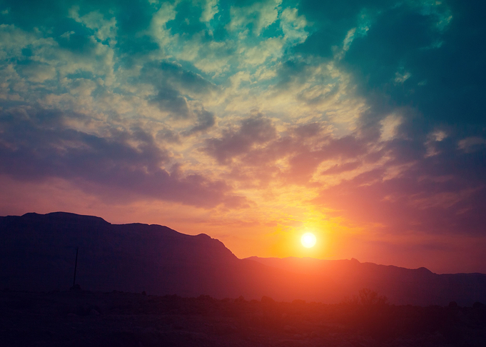 Sunset Over Desert