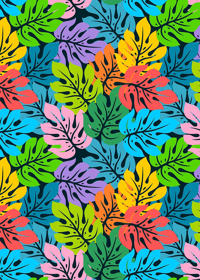 colorful monstera pattern