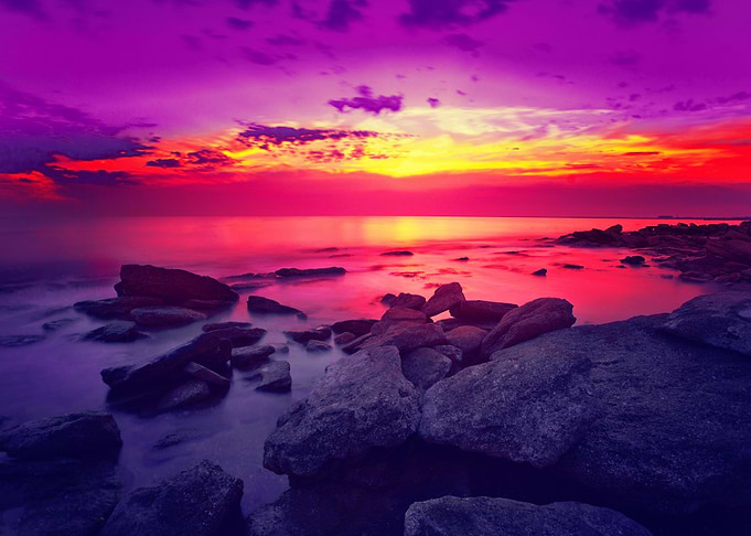 Beautiful Sunset Over Sea