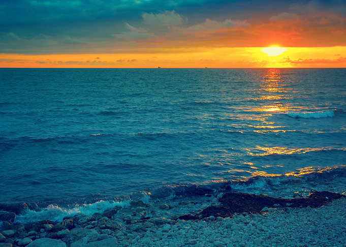 Magic Sunset Over Sea