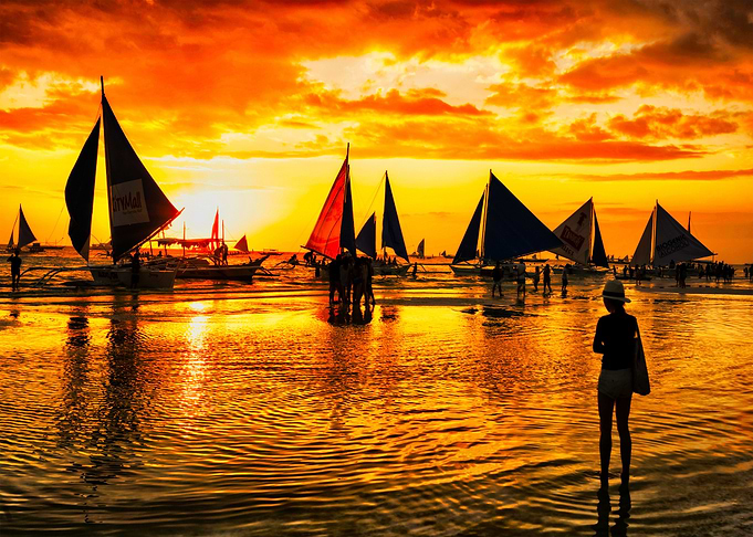 Sailing at sunset