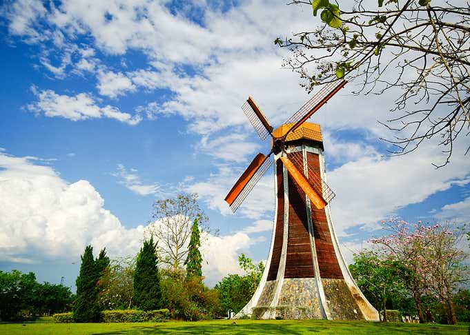 Wind Turbine And Blue Clea