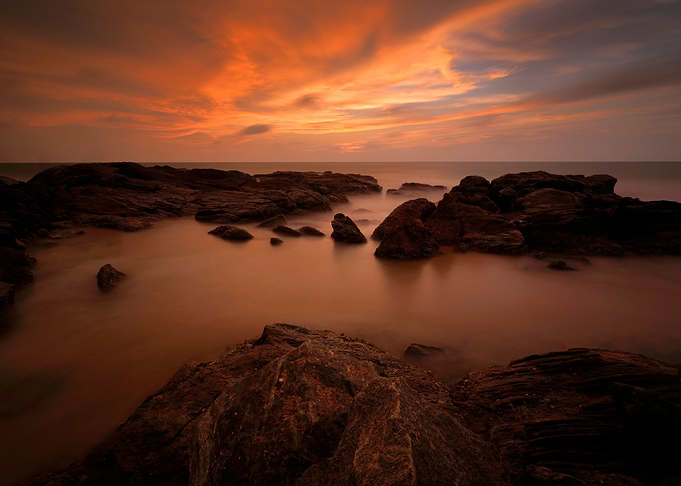 Sunset On The Coast Sea Wi
