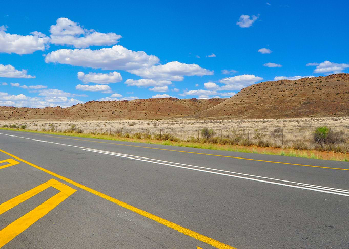 Long road through desert