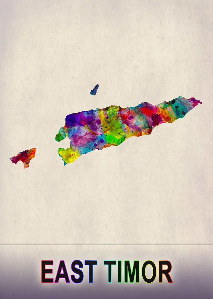 East Timor Map Watercolor