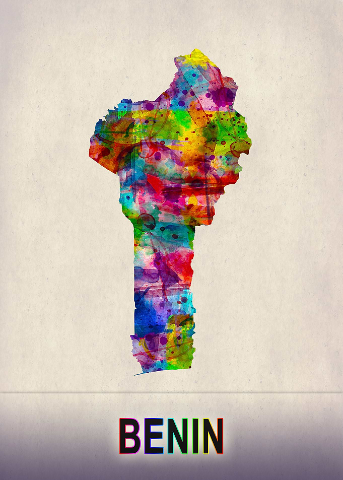 Benin Map in Watercolor
