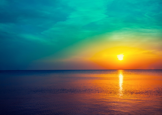 Magical Sunrise Over Sea
