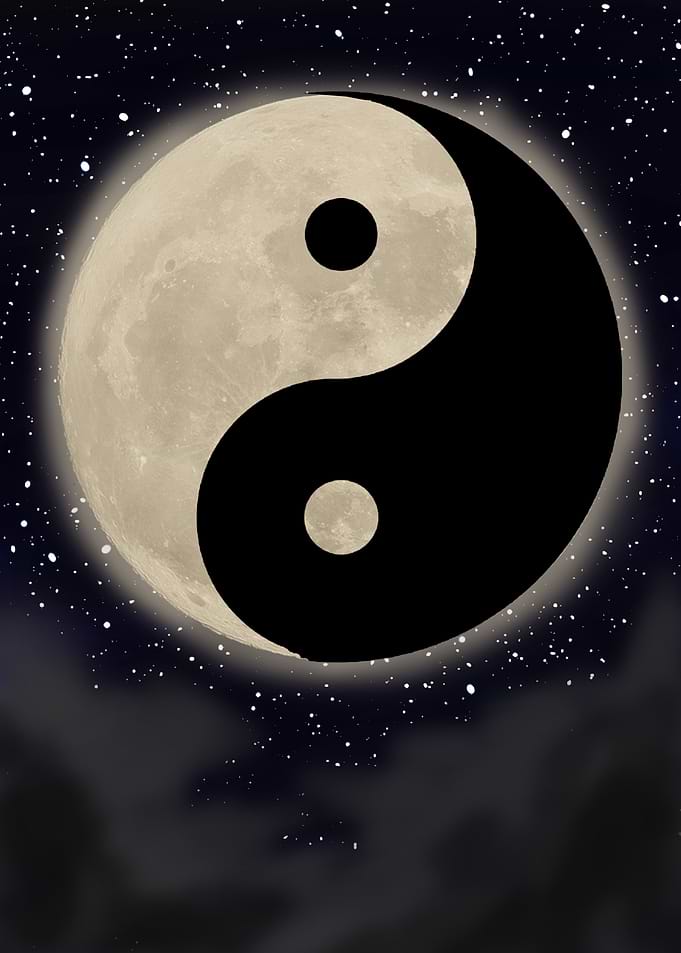 yin yang shape moon