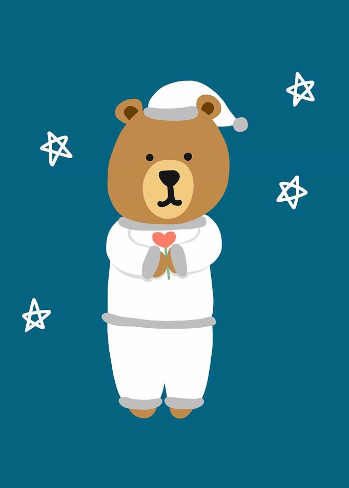 Sleepy bear in pajamas