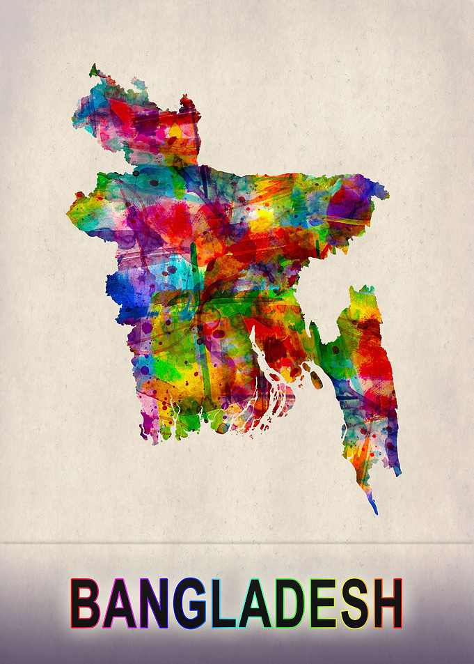 Bangladesh Map Watercolor