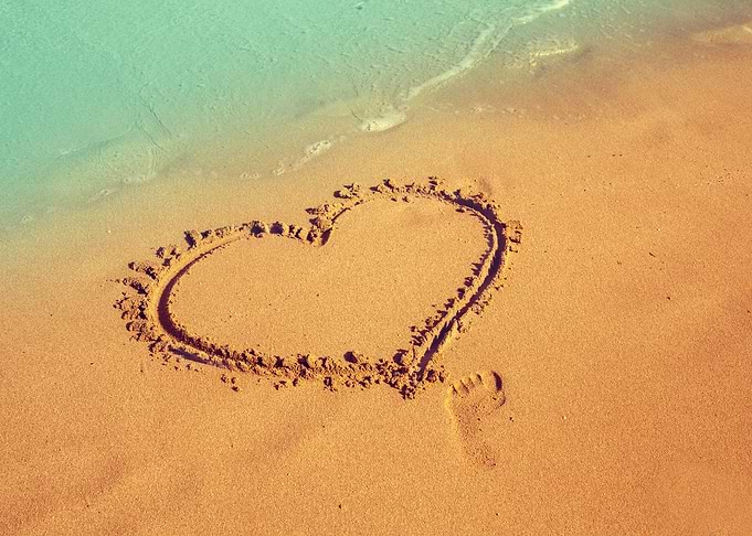 Inscription Heart On Beach