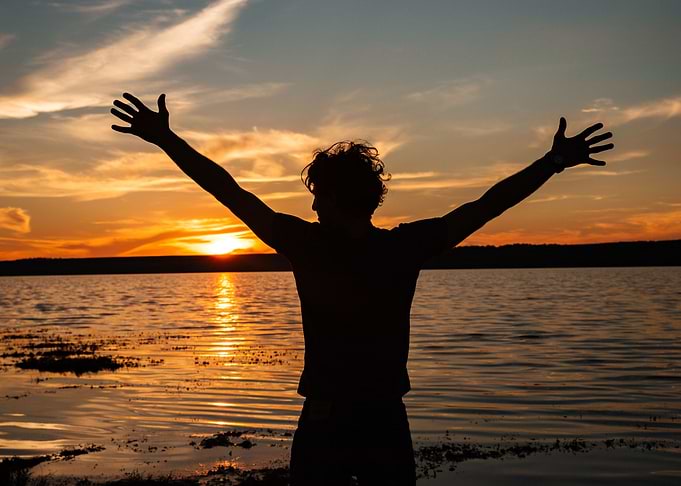 Happy Man Silhouette With
