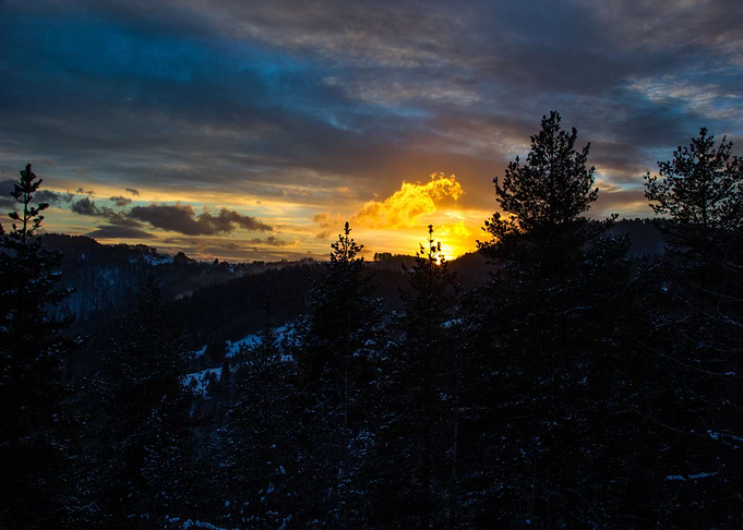 a fiery sunset into the mo
