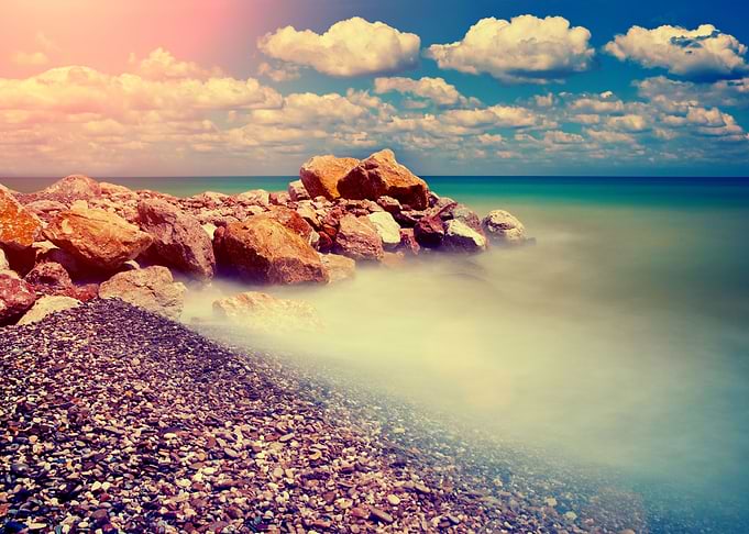 Rocky Beach At Sunset