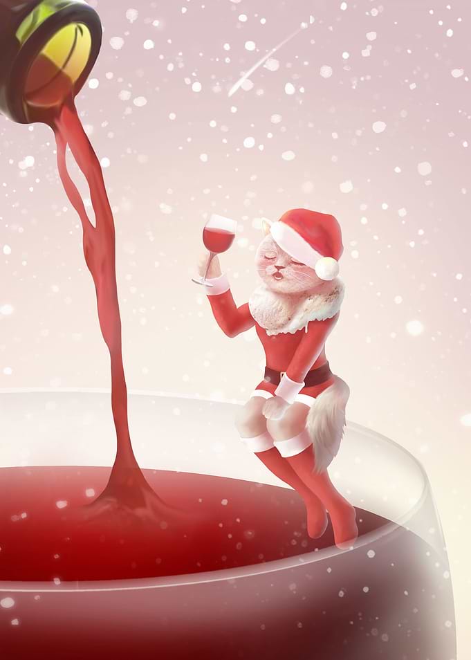 Cat in Santa Costume