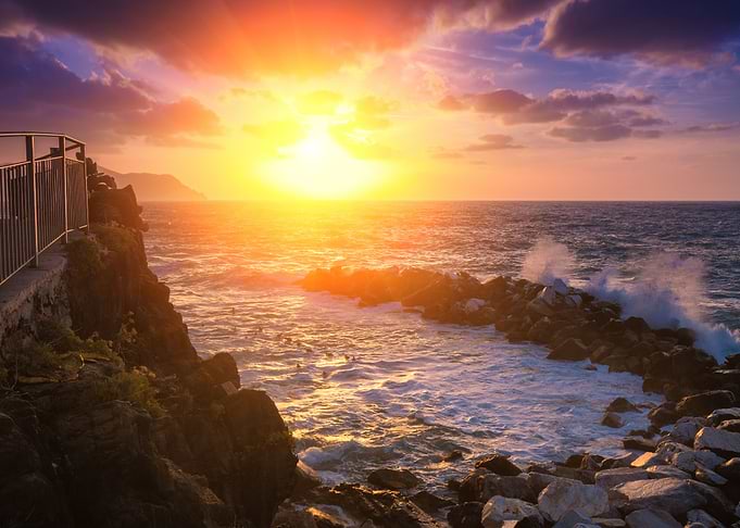 Sunset Over Rocky Sea Coas