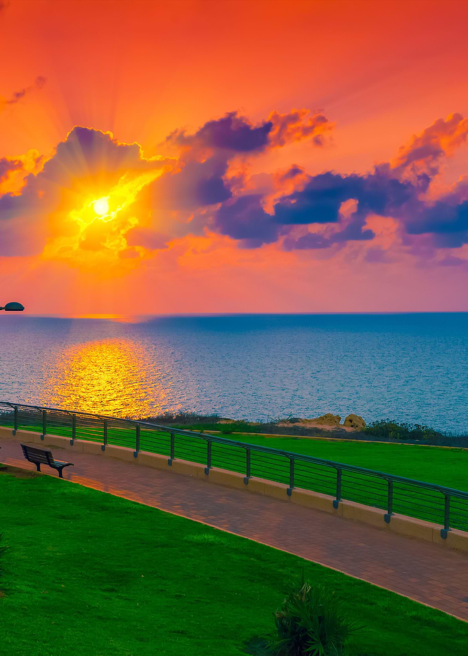 Sunset Over Sea Embankment