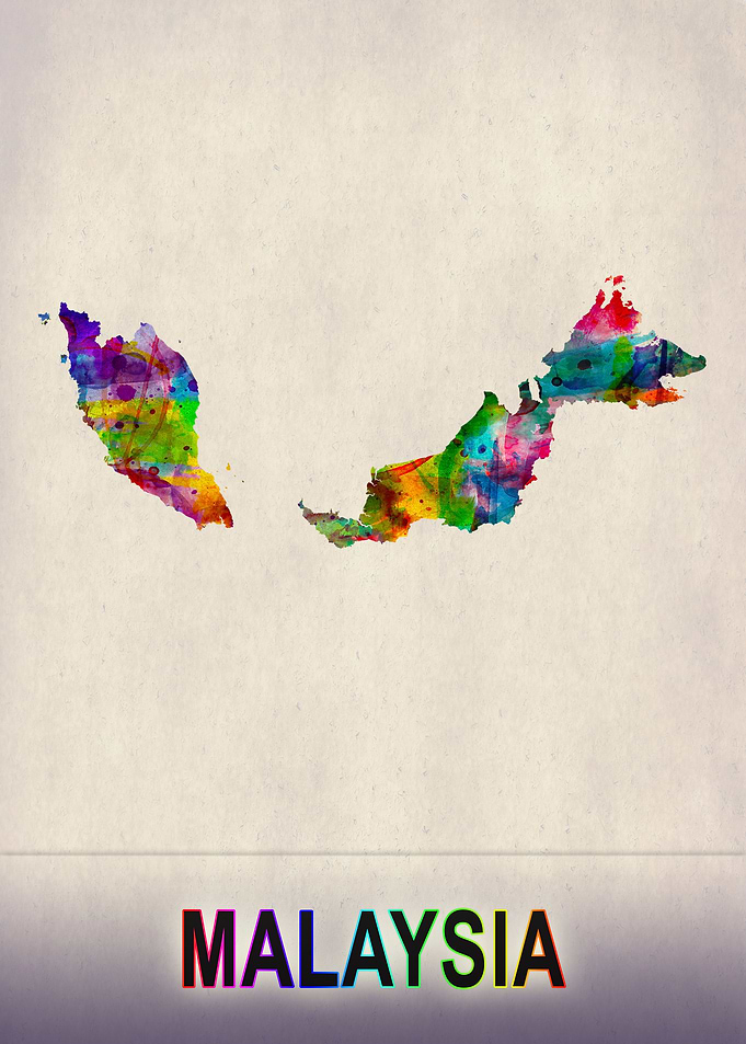 Malaysia Map in Watercolor