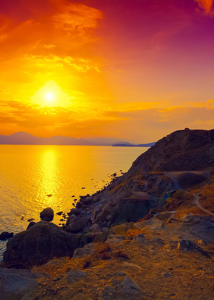 Dramatic Sunset Over Rocky