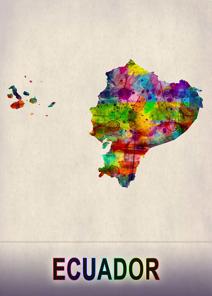 Ecuador Map in Watercolor