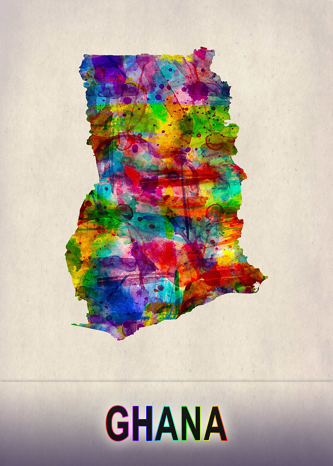 Ghana Map in Watercolor