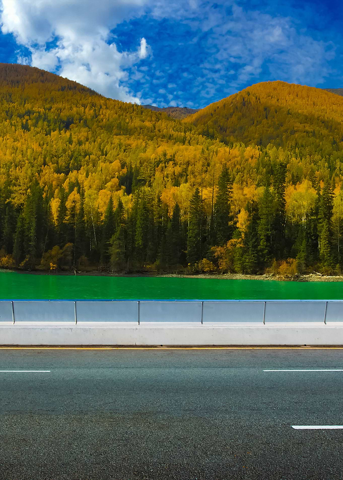 Empty Asphalt Road And Lak