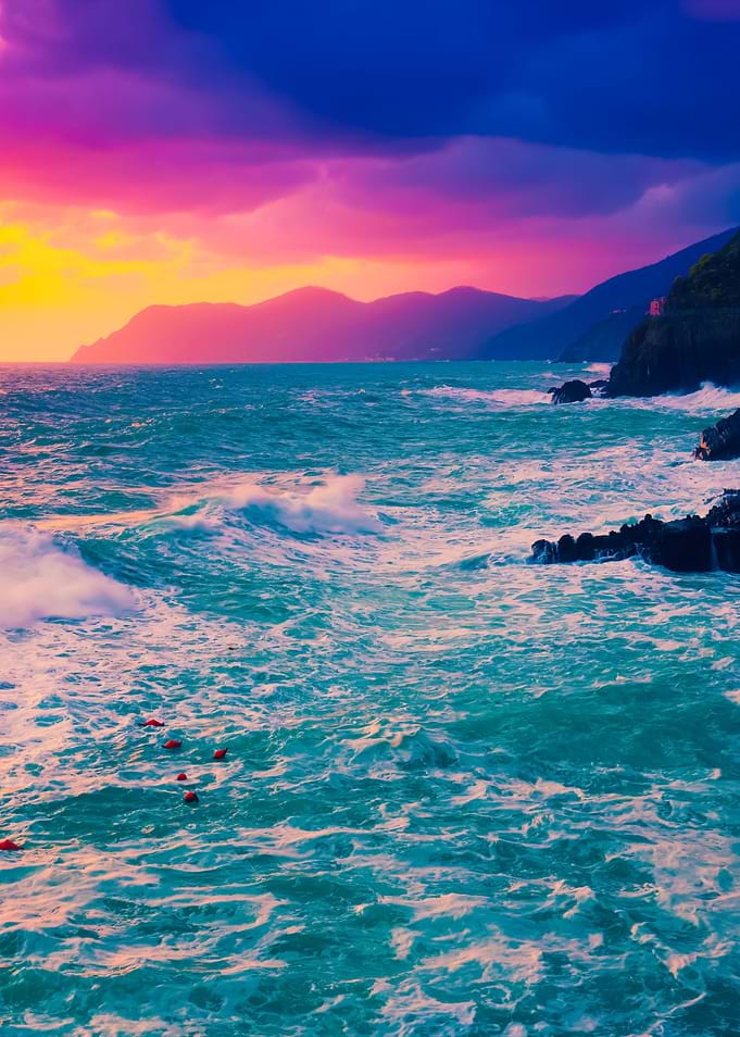 Sunset Over Rocky Sea Coas
