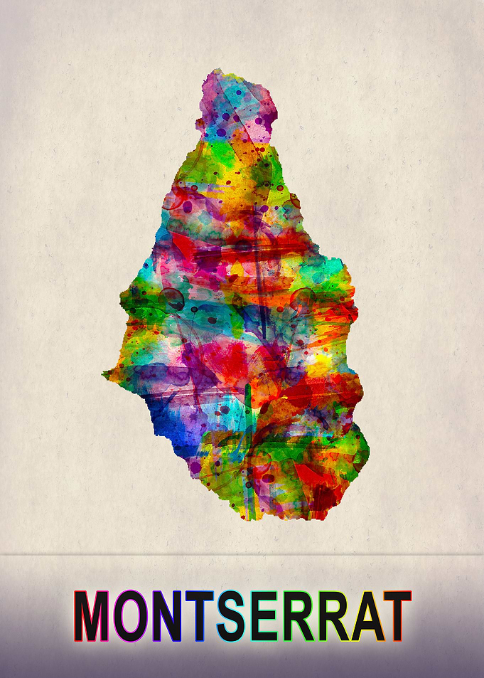 Montserrat Map Watercolor