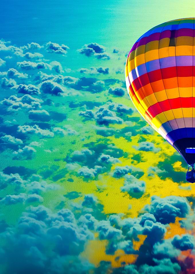 Hot Air Balloon On Sea Wit
