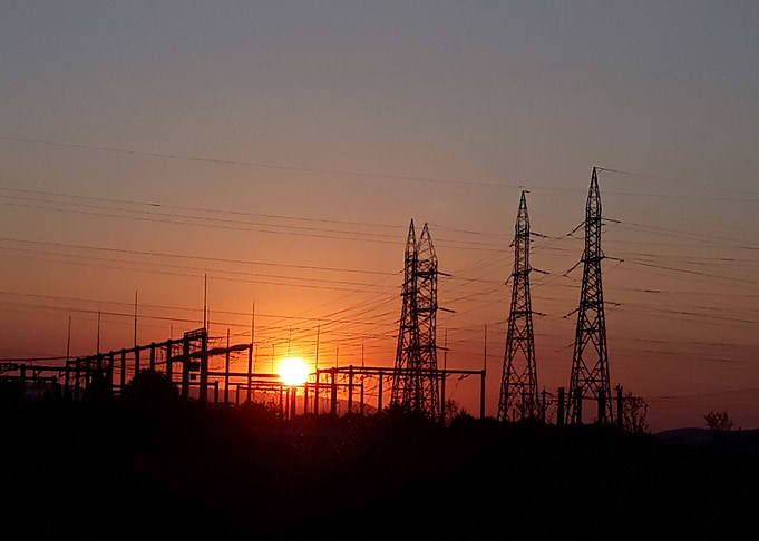 Sunset by the power plant