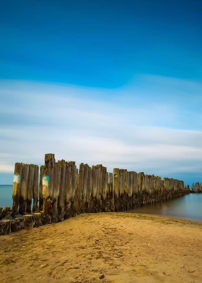 Beach With Old Military Bu