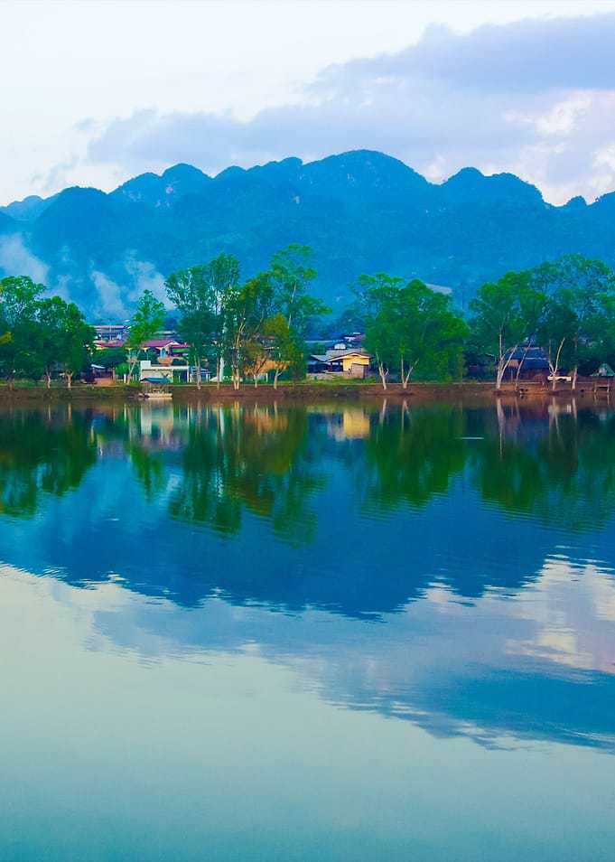 Village Scenic With Reflec