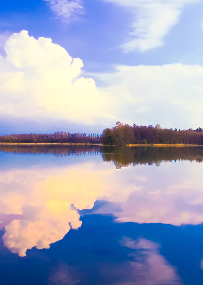 Lake With Reflected Sky In